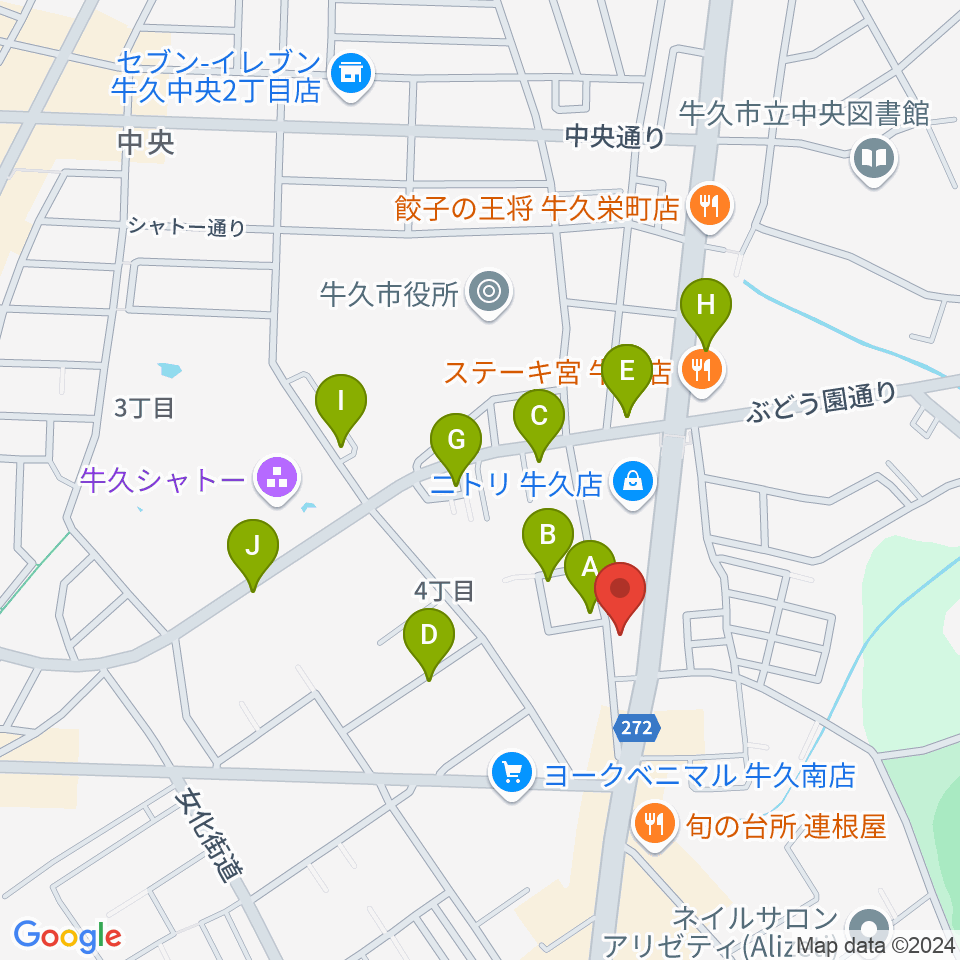 ウインズ・ユー牛久本店周辺の駐車場・コインパーキング一覧地図