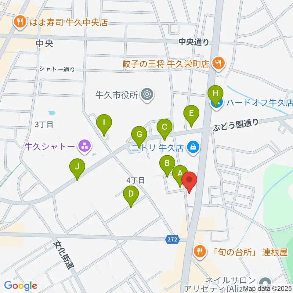 ウインズ・ユー牛久本店周辺の駐車場・コインパーキング一覧地図