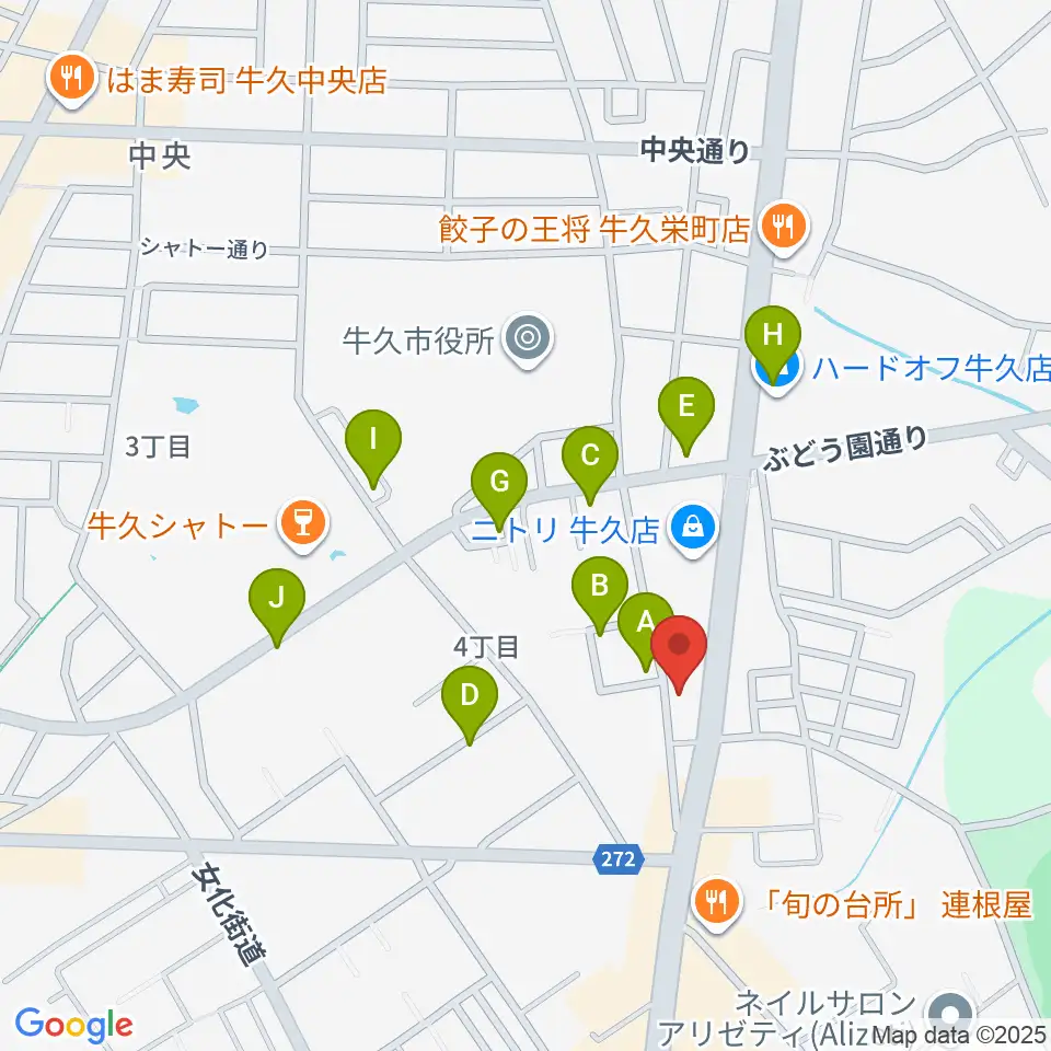 ウインズ・ユー牛久本店周辺の駐車場・コインパーキング一覧地図