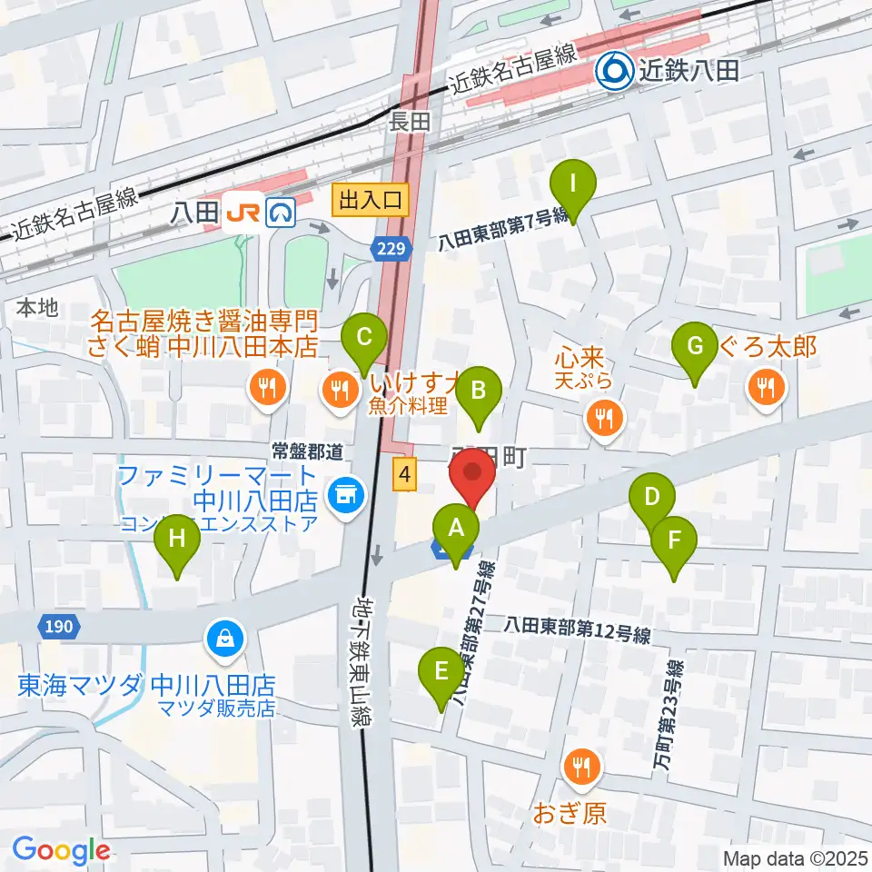 矢木楽器店 八田本店周辺の駐車場・コインパーキング一覧地図