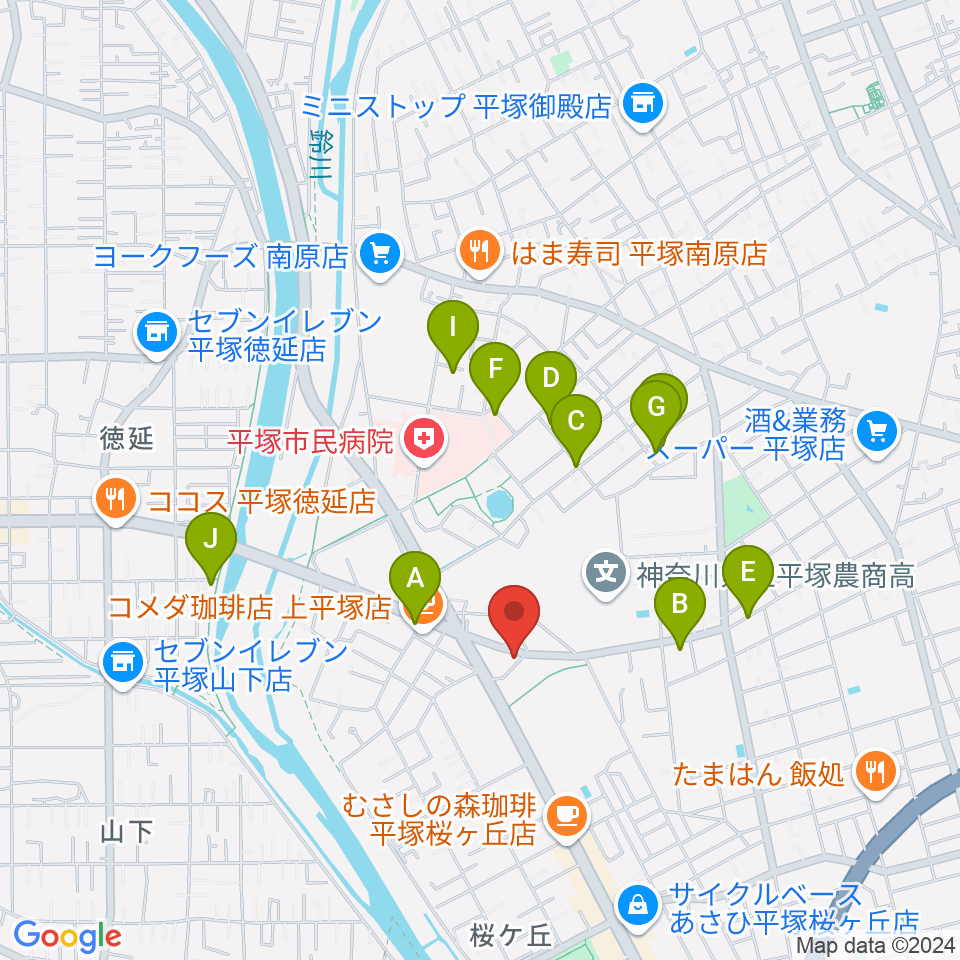 大村楽器店 平塚店周辺の駐車場・コインパーキング一覧地図