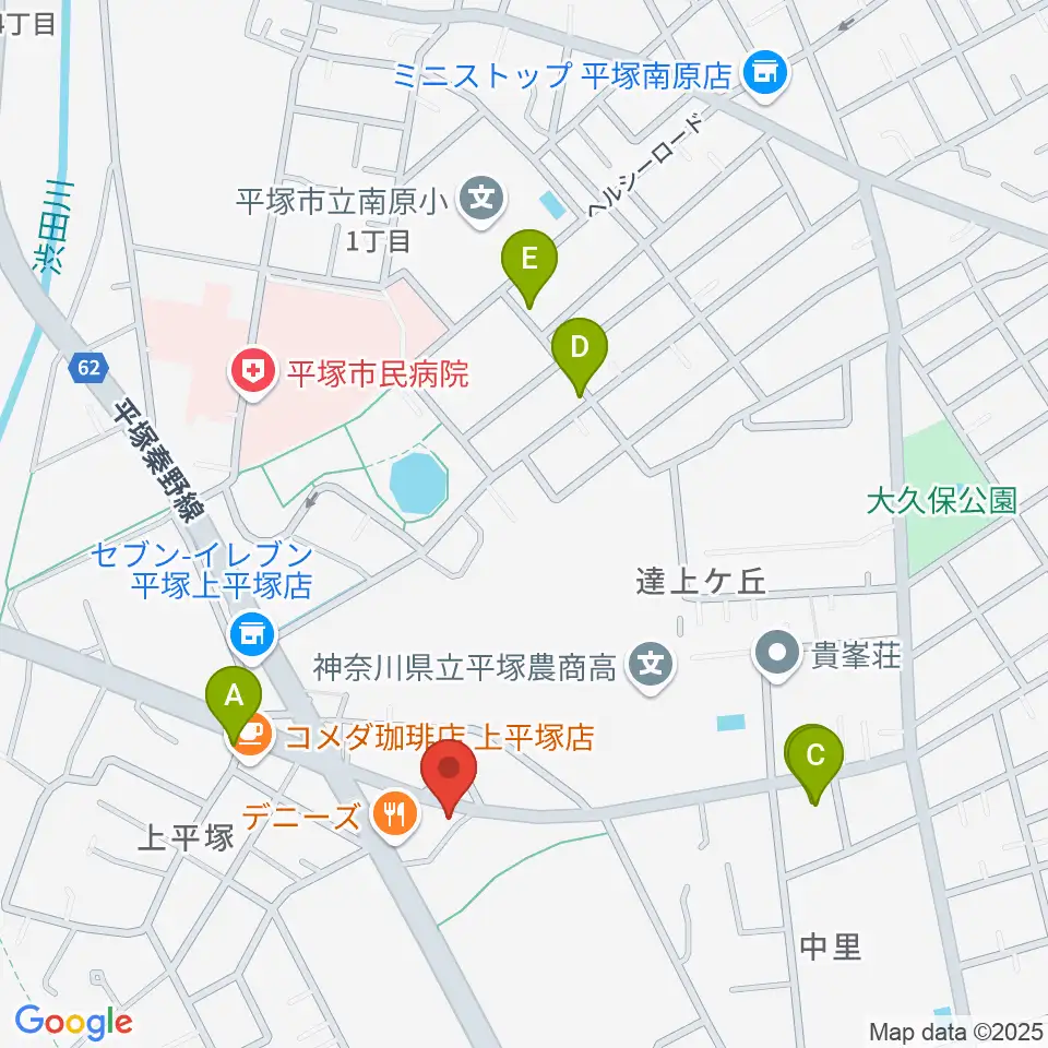 大村楽器店 平塚店周辺の駐車場・コインパーキング一覧地図