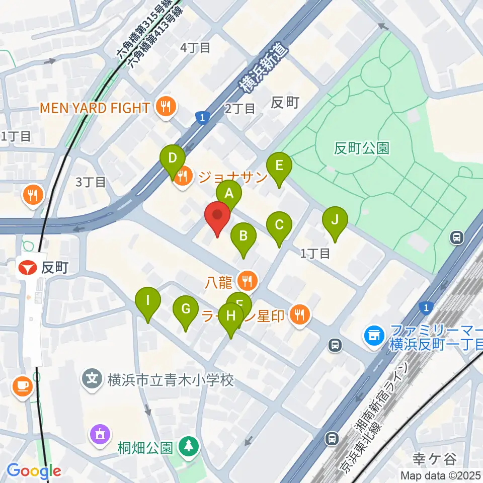 横浜日本屋楽器周辺の駐車場・コインパーキング一覧地図