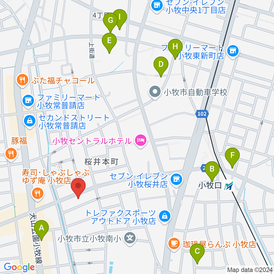 シンフォニア楽器 小牧店周辺の駐車場・コインパーキング一覧地図