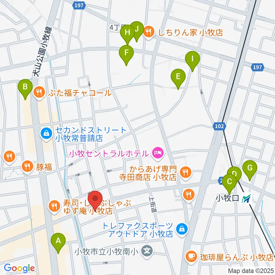 シンフォニア楽器 小牧店周辺の駐車場・コインパーキング一覧地図