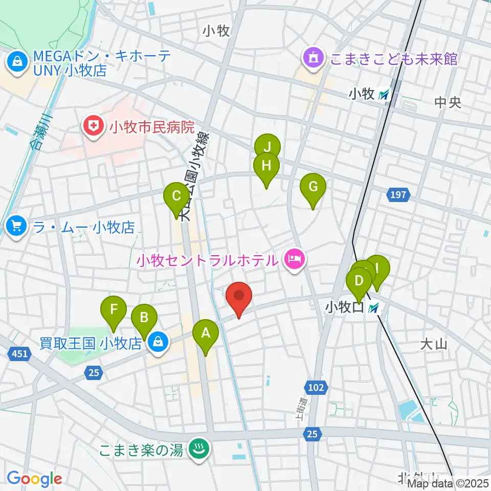 シンフォニア楽器 小牧店周辺の駐車場・コインパーキング一覧地図