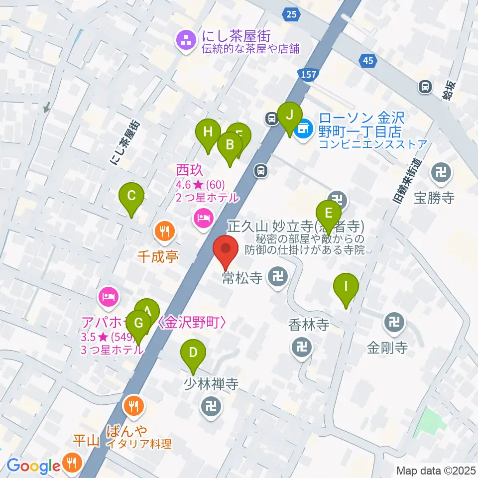 金沢楽器周辺の駐車場・コインパーキング一覧地図
