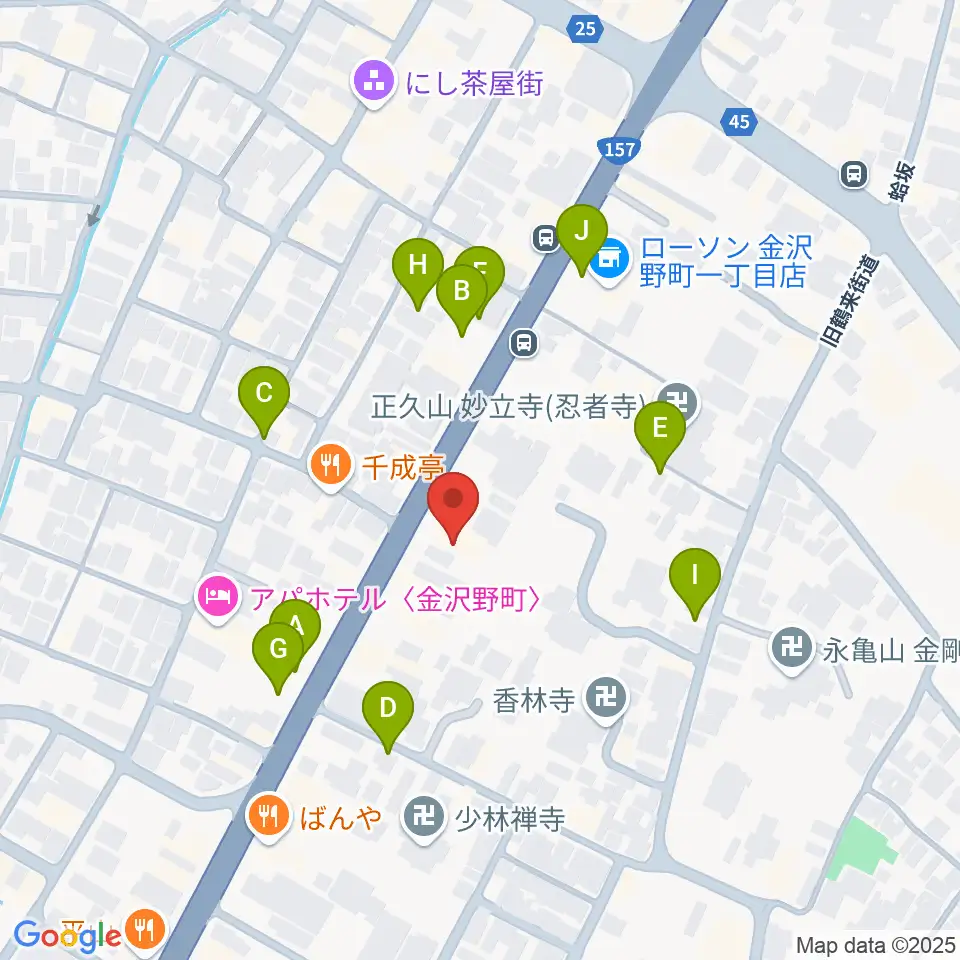 金沢楽器周辺の駐車場・コインパーキング一覧地図