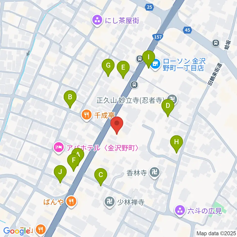 金沢楽器周辺の駐車場・コインパーキング一覧地図