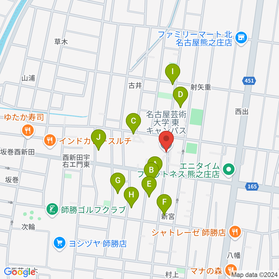 名古屋芸術大学周辺の駐車場・コインパーキング一覧地図