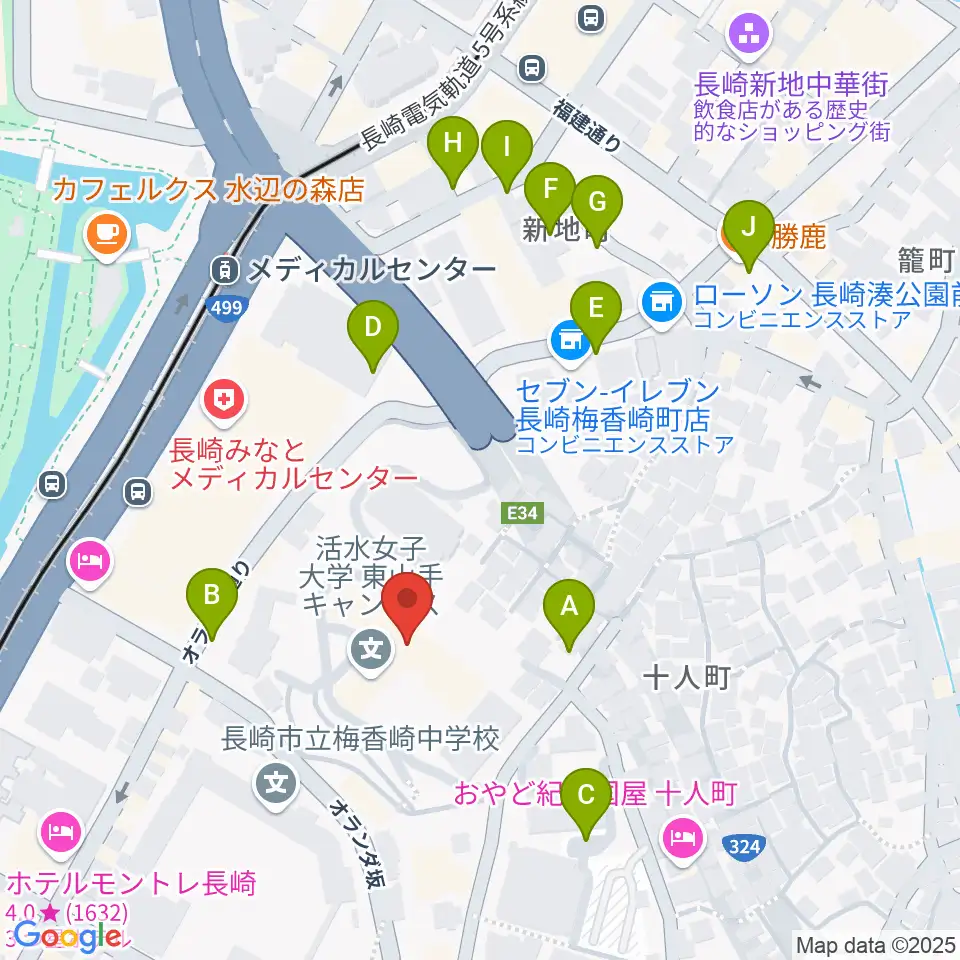 活水女子大学音楽学部周辺の駐車場・コインパーキング一覧地図