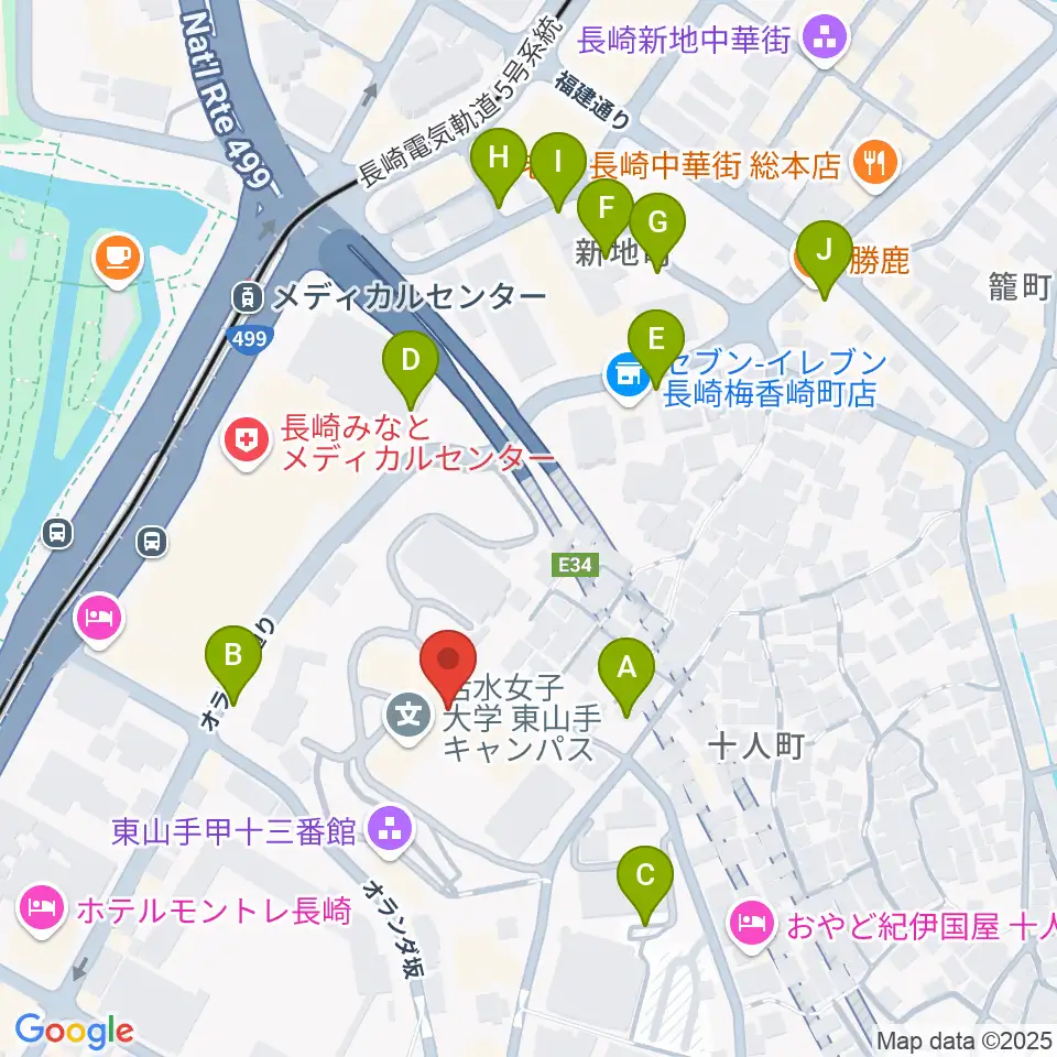 活水女子大学音楽学部周辺の駐車場・コインパーキング一覧地図