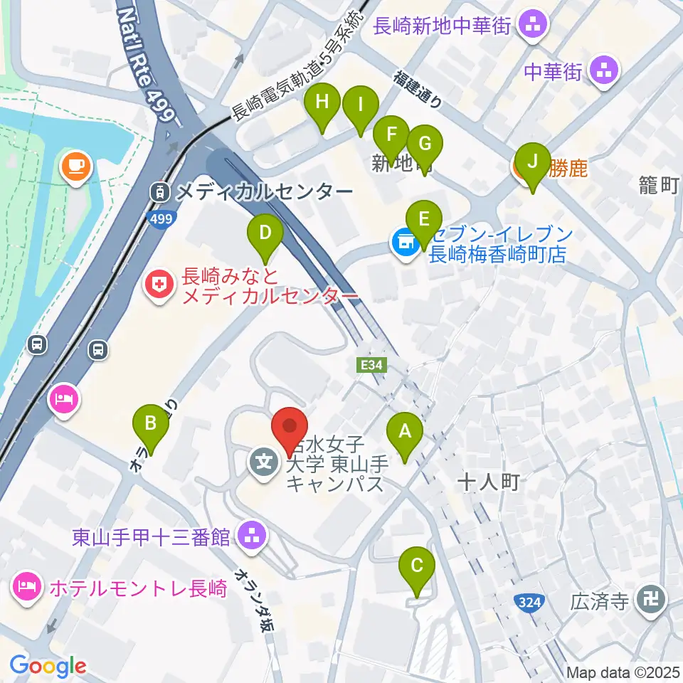 活水女子大学音楽学部周辺の駐車場・コインパーキング一覧地図