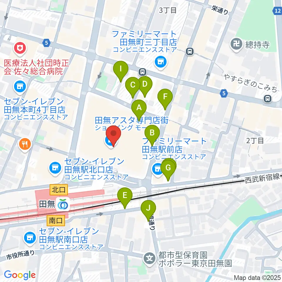 宮地楽器アスタ田無センター周辺の駐車場・コインパーキング一覧地図