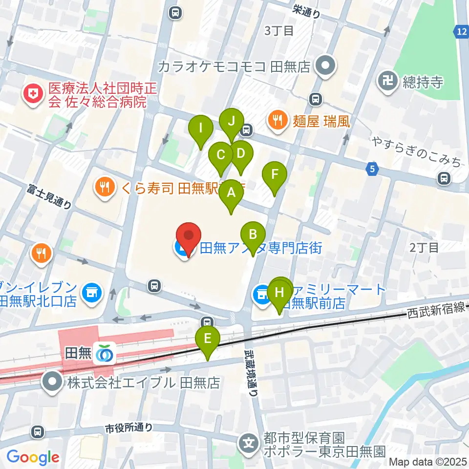 宮地楽器アスタ田無センター周辺の駐車場・コインパーキング一覧地図