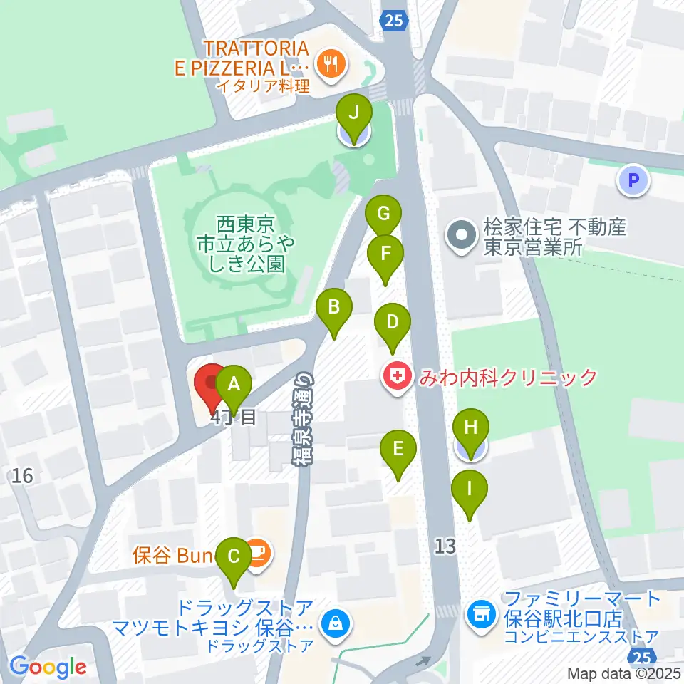 宮地楽器 保谷センター周辺の駐車場・コインパーキング一覧地図