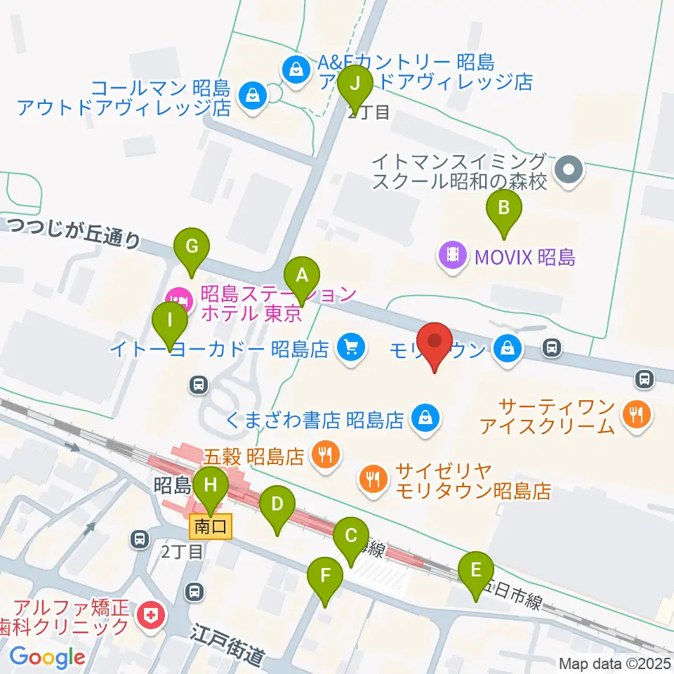 宮地楽器 昭島モリタウンセンター周辺の駐車場・コインパーキング一覧地図