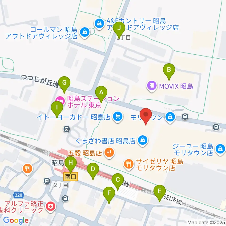 宮地楽器 昭島モリタウンセンター周辺の駐車場・コインパーキング一覧地図