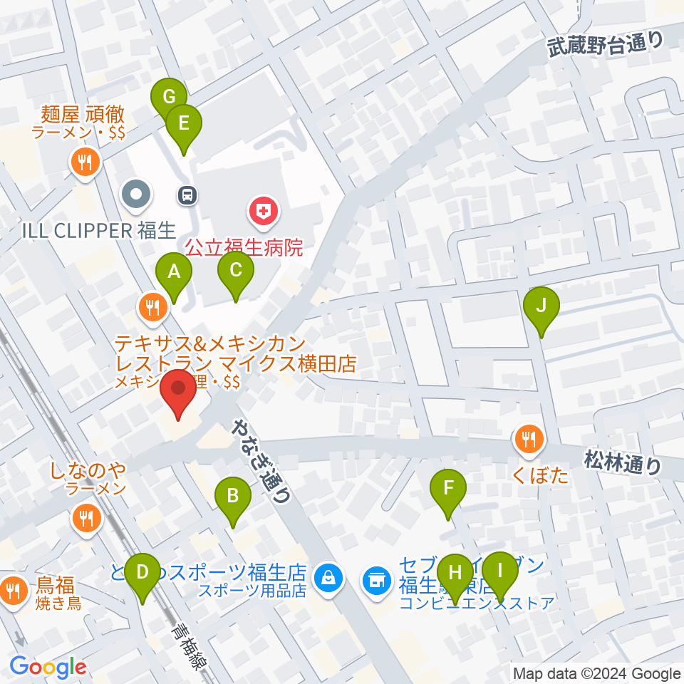 宮地楽器 福生センター周辺の駐車場・コインパーキング一覧地図