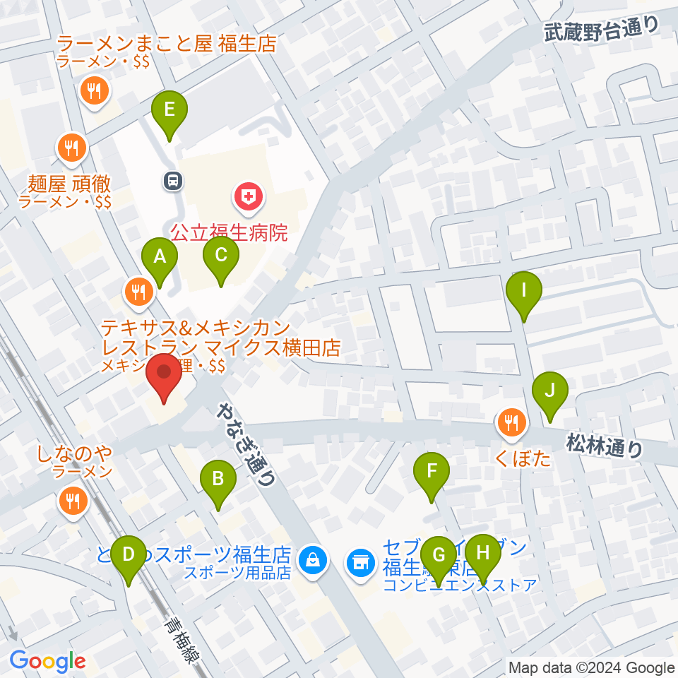 宮地楽器 福生センター周辺の駐車場・コインパーキング一覧地図