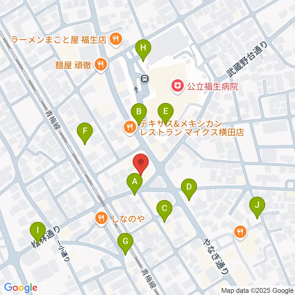 宮地楽器 福生センター周辺の駐車場・コインパーキング一覧地図