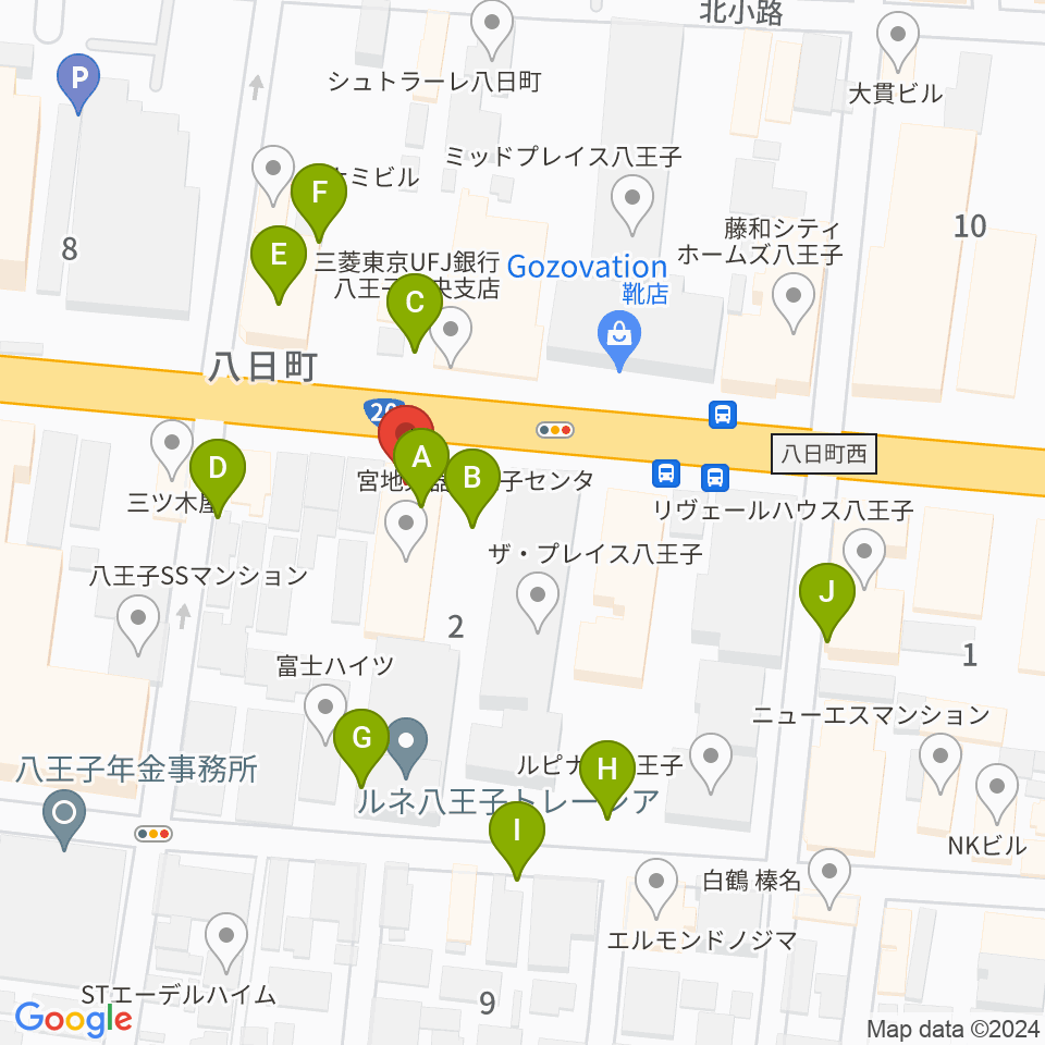宮地楽器 八王子センター周辺の駐車場・コインパーキング一覧地図