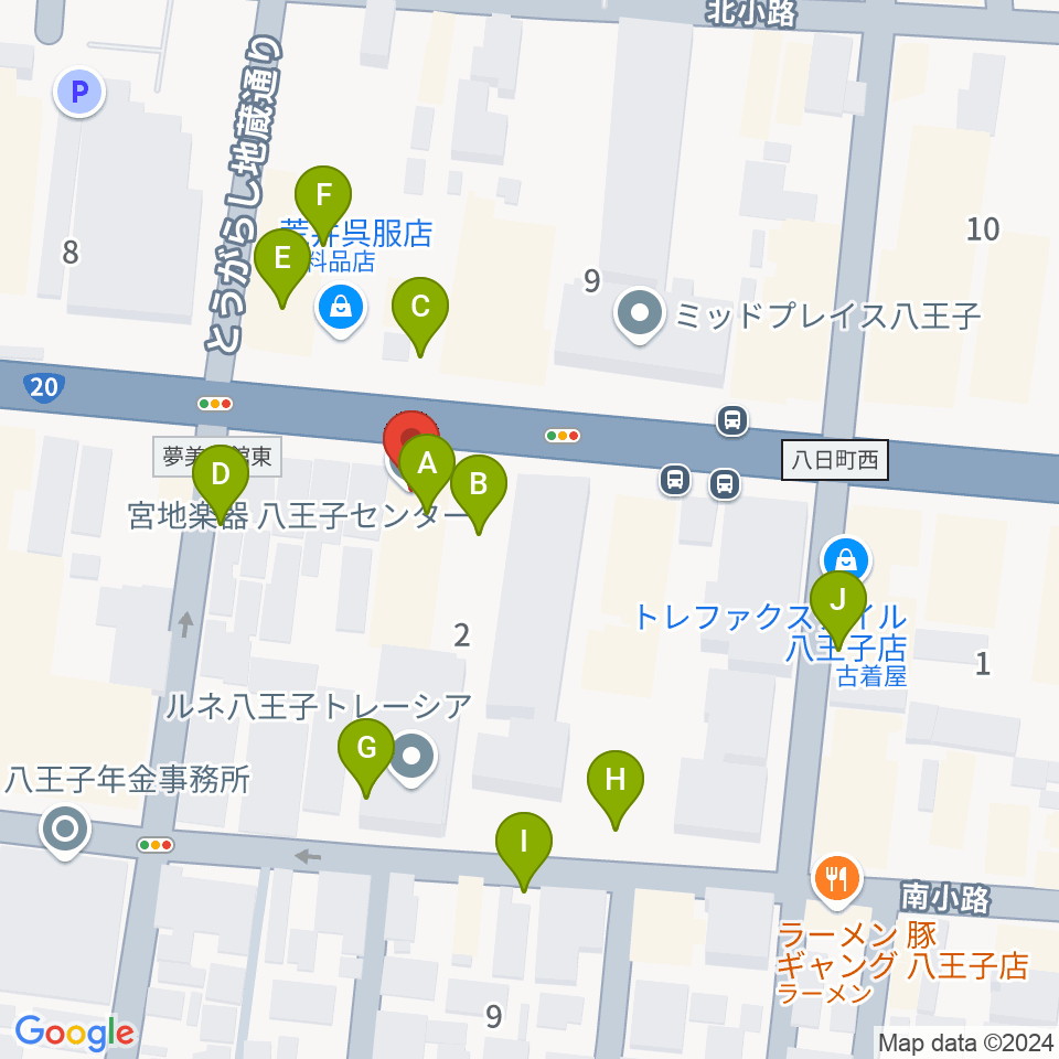 宮地楽器 八王子センター周辺の駐車場・コインパーキング一覧地図