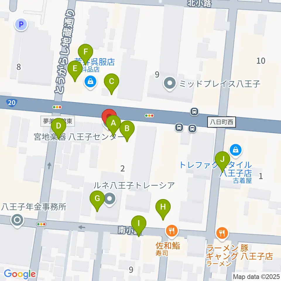 宮地楽器 八王子センター周辺の駐車場・コインパーキング一覧地図