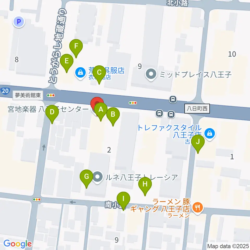 宮地楽器 八王子センター周辺の駐車場・コインパーキング一覧地図