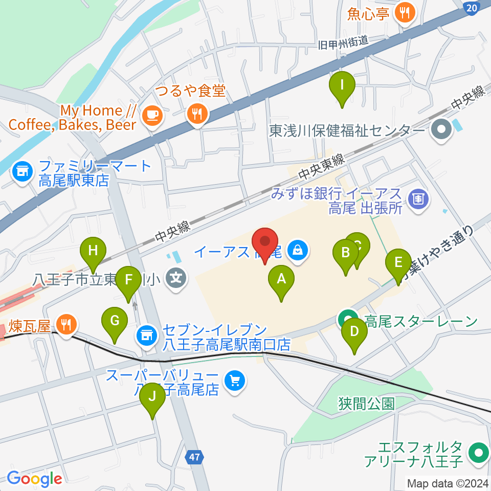 宮地楽器 イーアス高尾センター周辺の駐車場・コインパーキング一覧地図