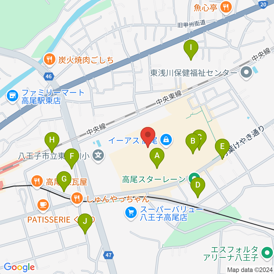 宮地楽器 イーアス高尾センター周辺の駐車場・コインパーキング一覧地図