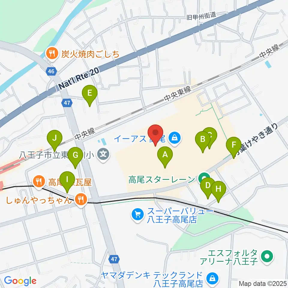 宮地楽器 イーアス高尾センター周辺の駐車場・コインパーキング一覧地図