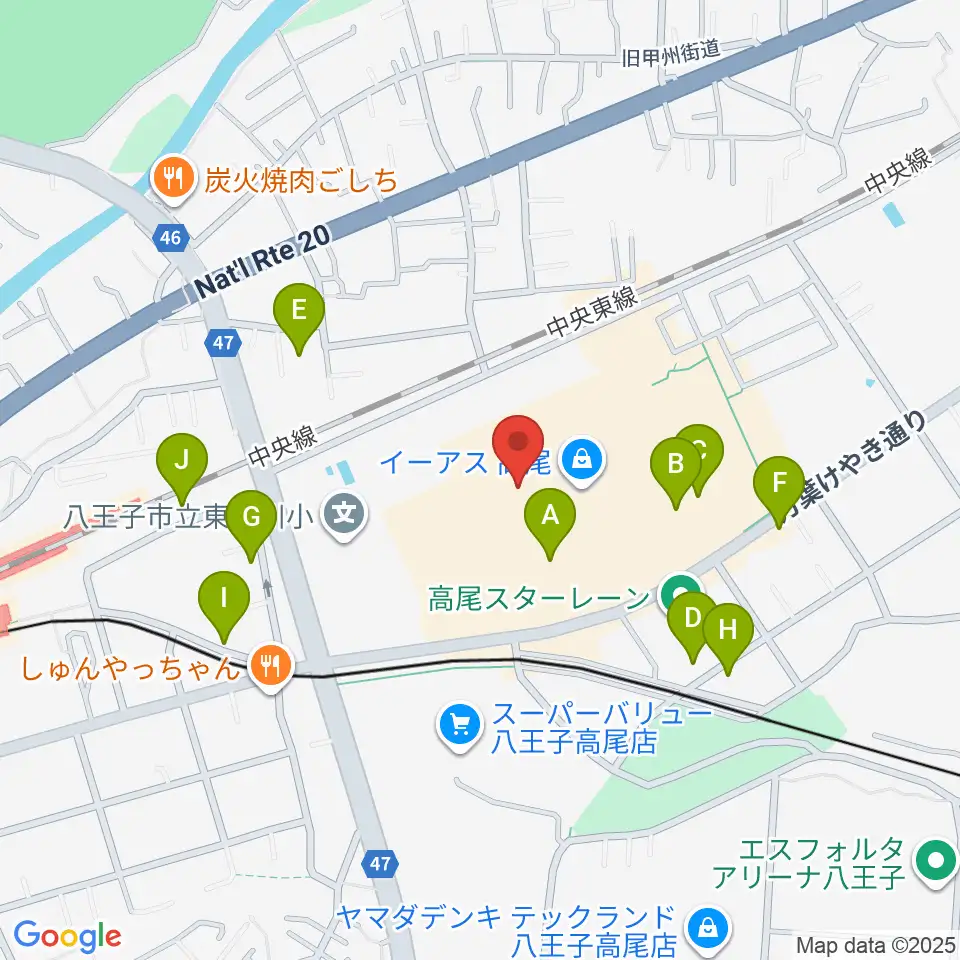 宮地楽器 イーアス高尾センター周辺の駐車場・コインパーキング一覧地図