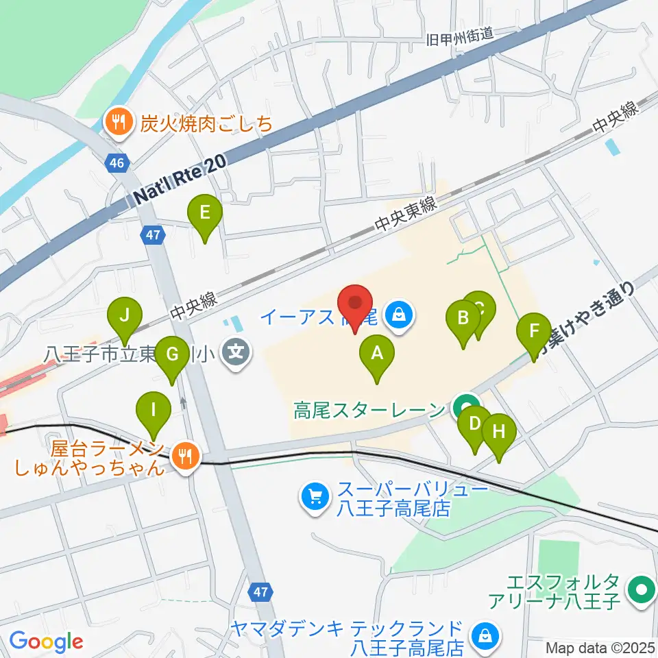 宮地楽器 イーアス高尾センター周辺の駐車場・コインパーキング一覧地図