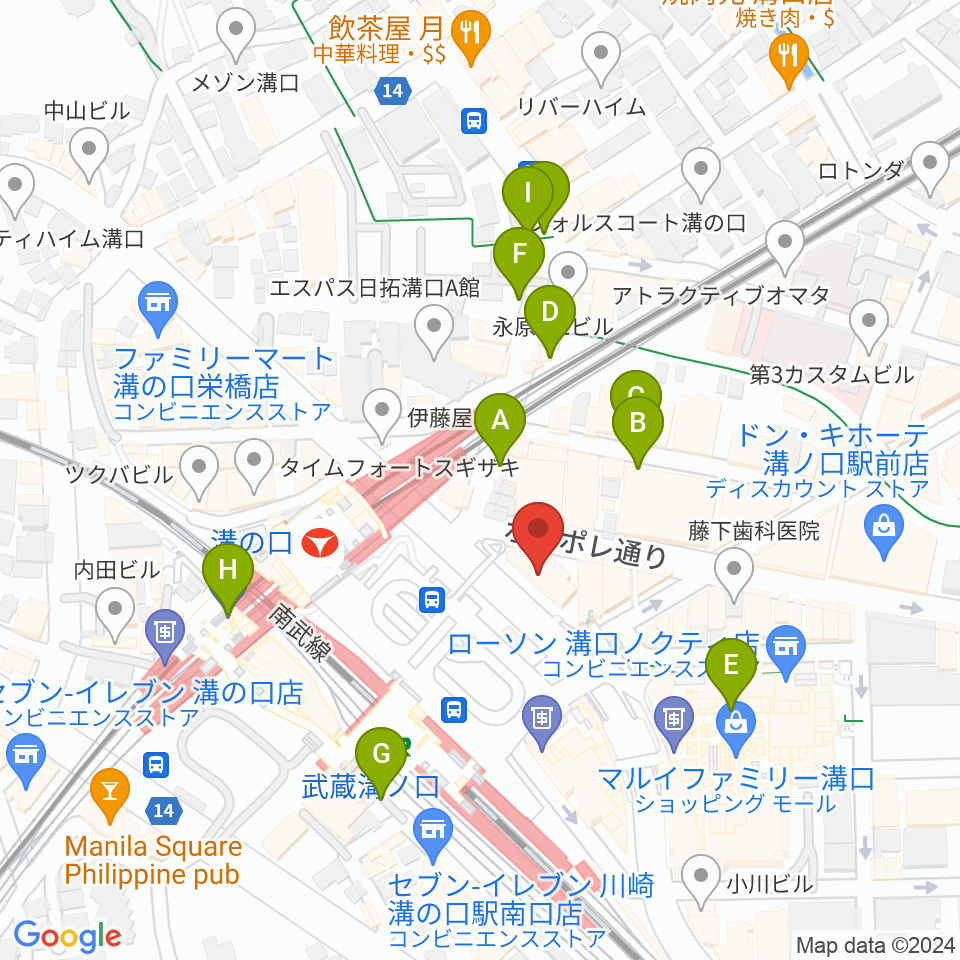 川上楽器 溝ノ口センター周辺の駐車場・コインパーキング一覧地図