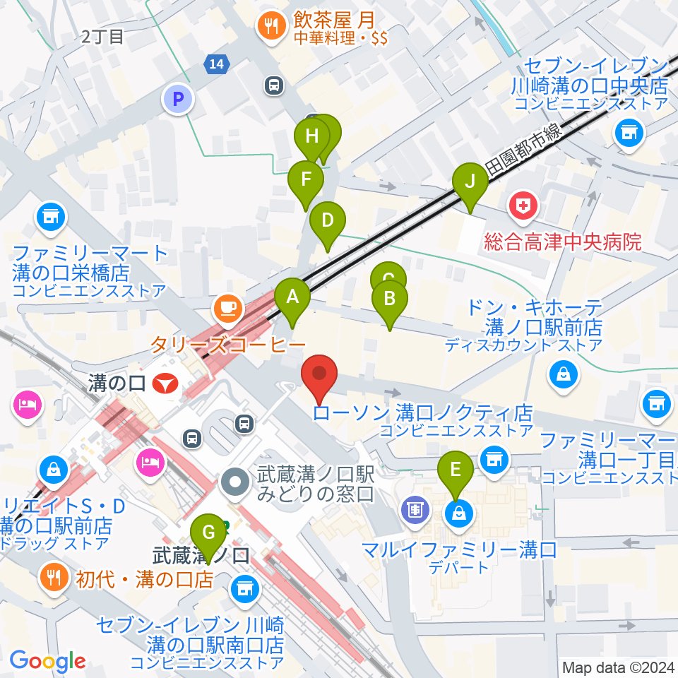 川上楽器 溝ノ口センター周辺の駐車場・コインパーキング一覧地図