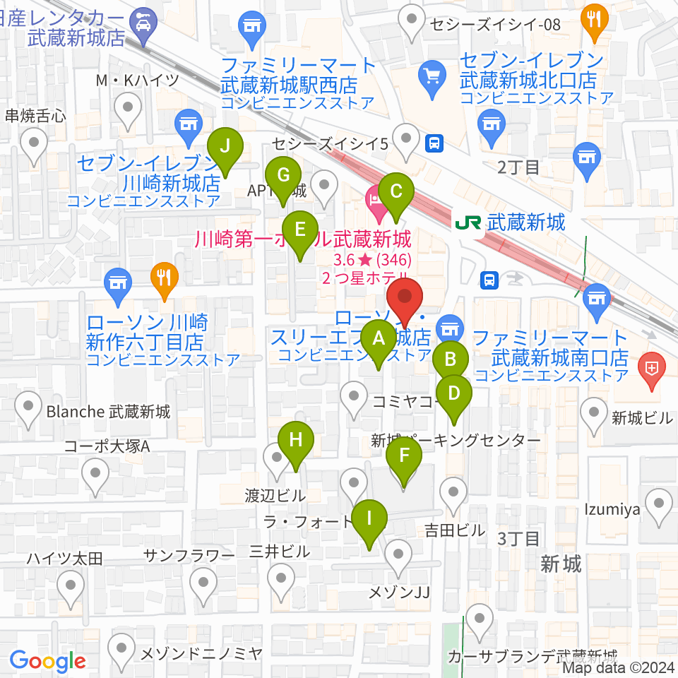 川上楽器 新城センター周辺の駐車場・コインパーキング一覧地図