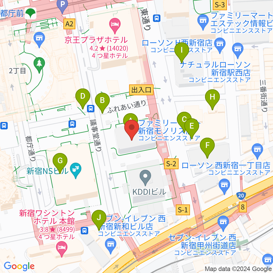 宮地楽器 MUSIC JOY新宿周辺の駐車場・コインパーキング一覧地図