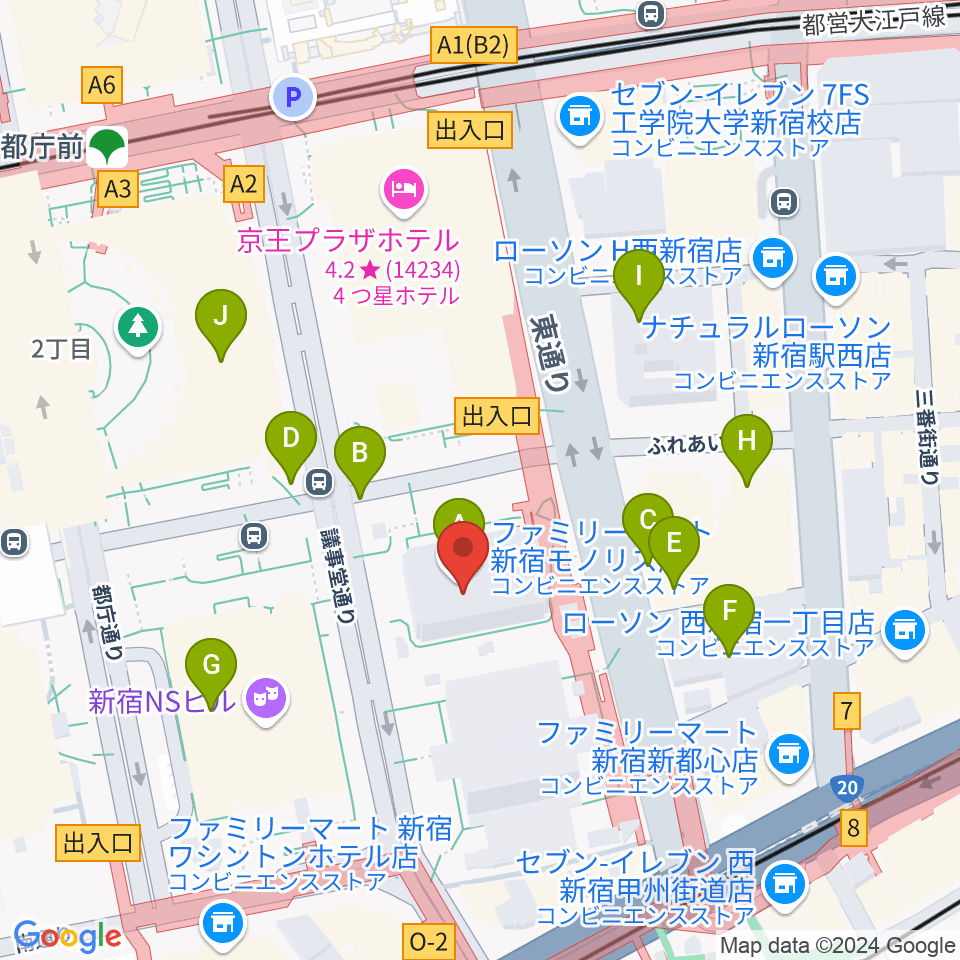 宮地楽器 MUSIC JOY新宿周辺の駐車場・コインパーキング一覧地図