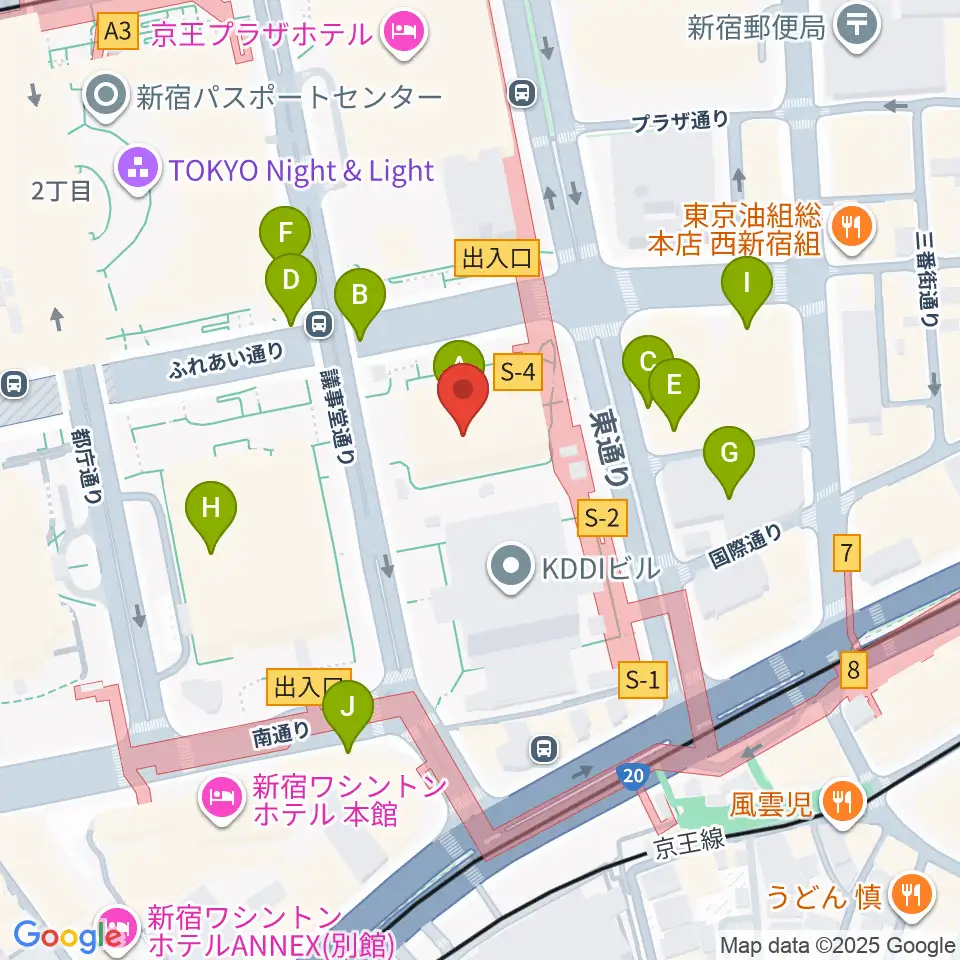 宮地楽器 MUSIC JOY新宿周辺の駐車場・コインパーキング一覧地図