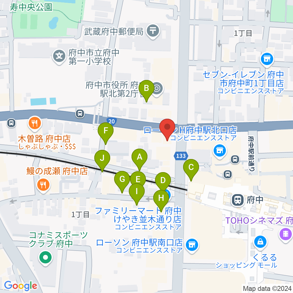 宮地楽器 府中センター周辺の駐車場・コインパーキング一覧地図