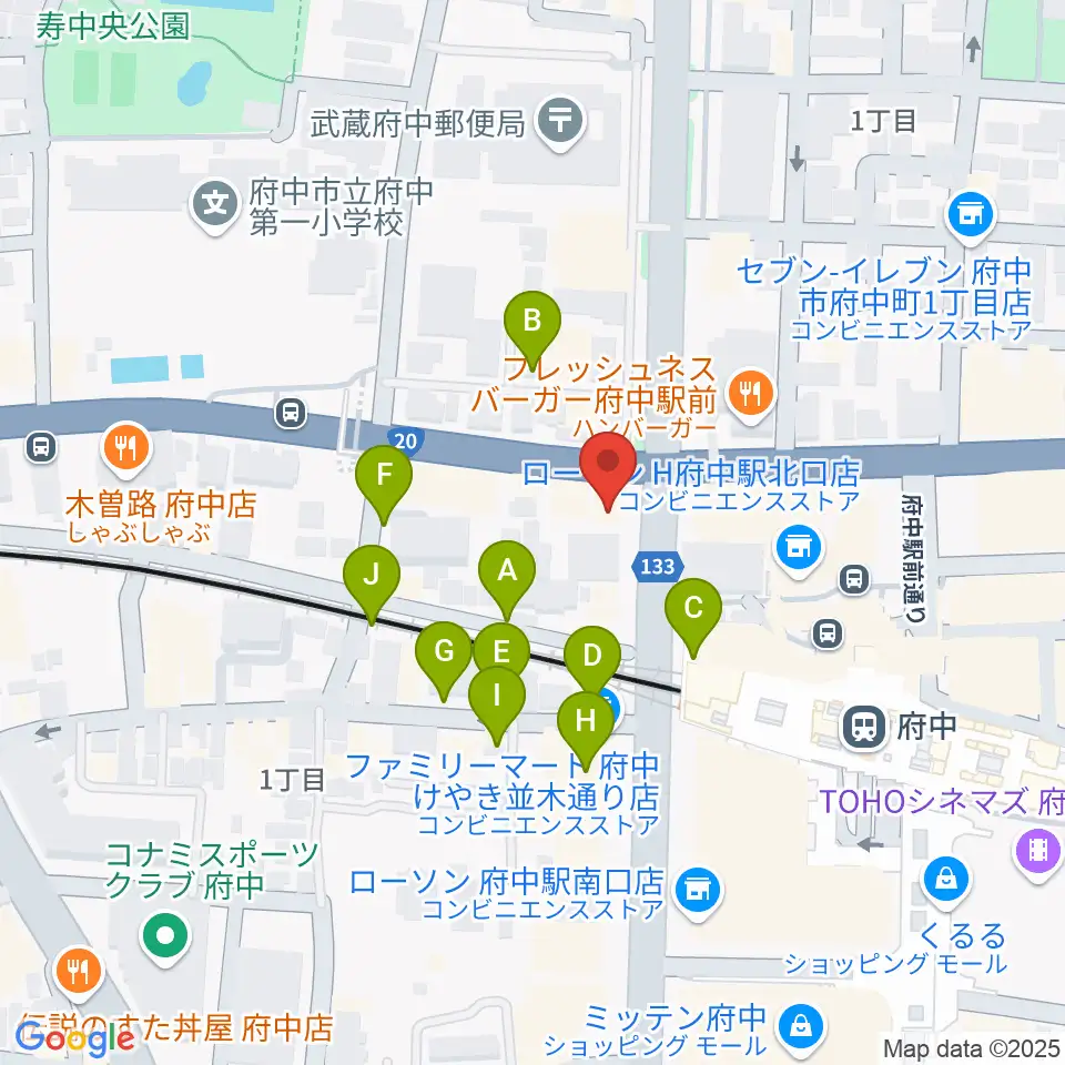 宮地楽器 府中センター周辺の駐車場・コインパーキング一覧地図