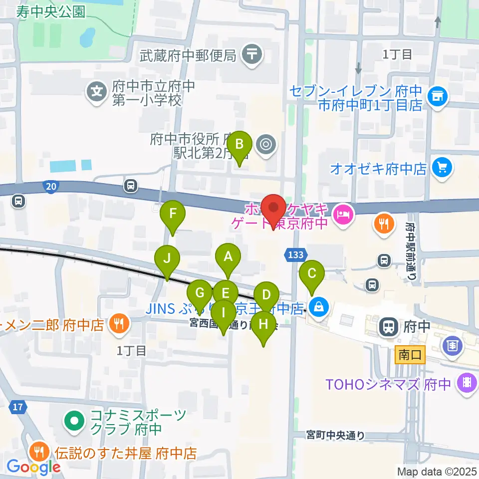 宮地楽器 府中センター周辺の駐車場・コインパーキング一覧地図