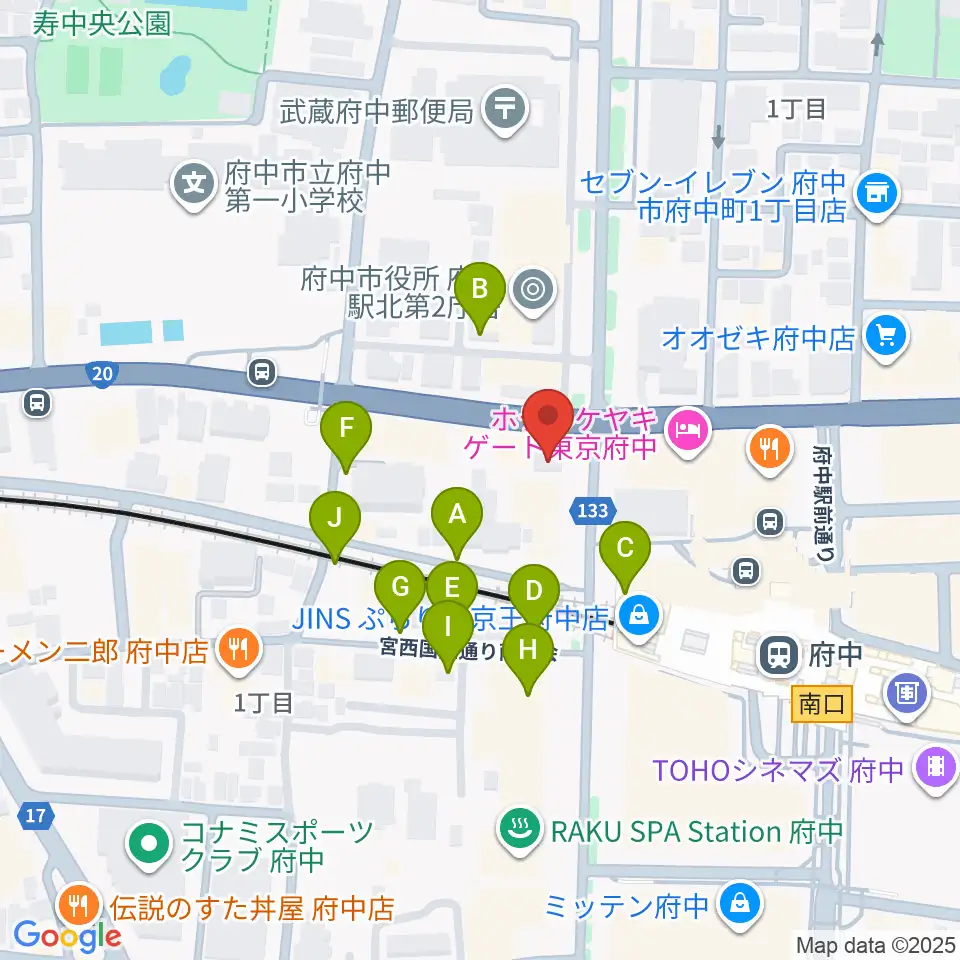 宮地楽器 府中センター周辺の駐車場・コインパーキング一覧地図