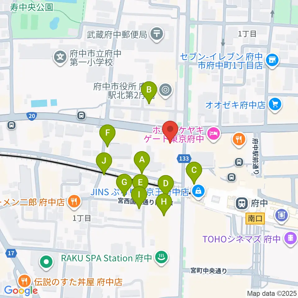 宮地楽器 府中センター周辺の駐車場・コインパーキング一覧地図