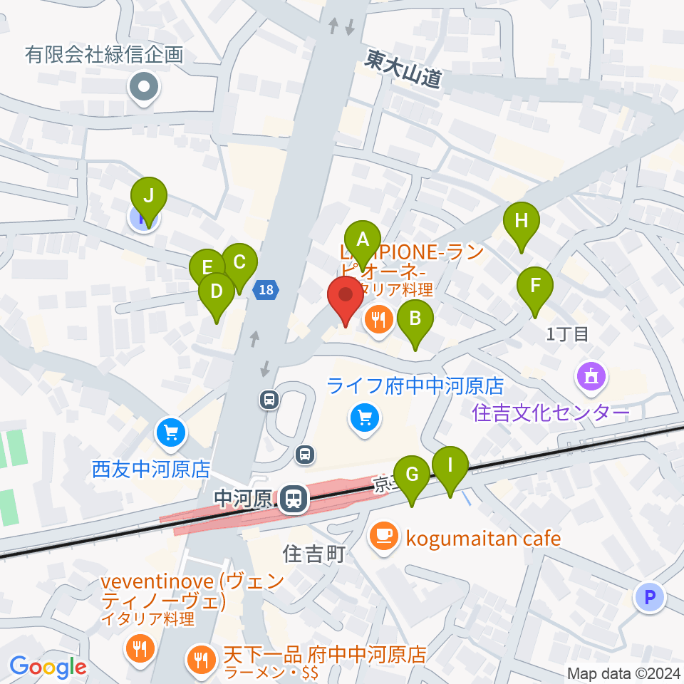 宮地楽器 中河原センター練習室周辺の駐車場・コインパーキング一覧地図