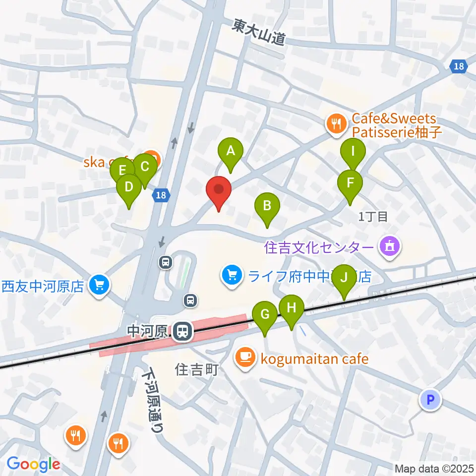 宮地楽器 中河原センター練習室周辺の駐車場・コインパーキング一覧地図