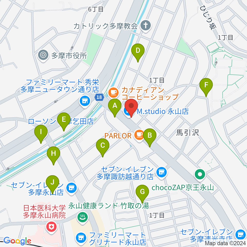 Mスタジオ永山店周辺の駐車場・コインパーキング一覧地図