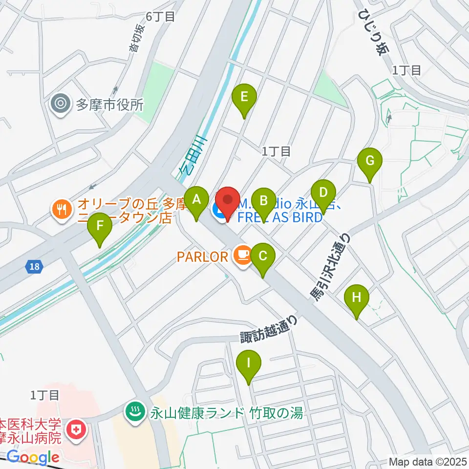 Mスタジオ永山店周辺の駐車場・コインパーキング一覧地図