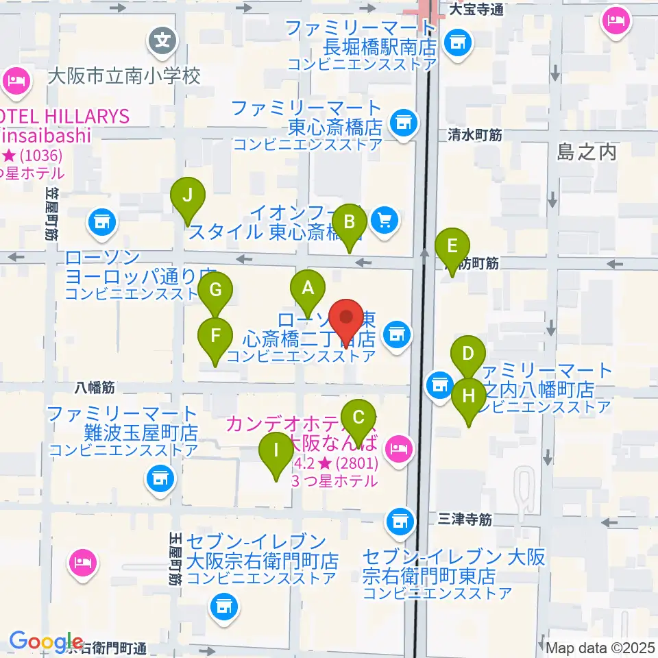 P4 STUDIO東心斎橋店周辺の駐車場・コインパーキング一覧地図
